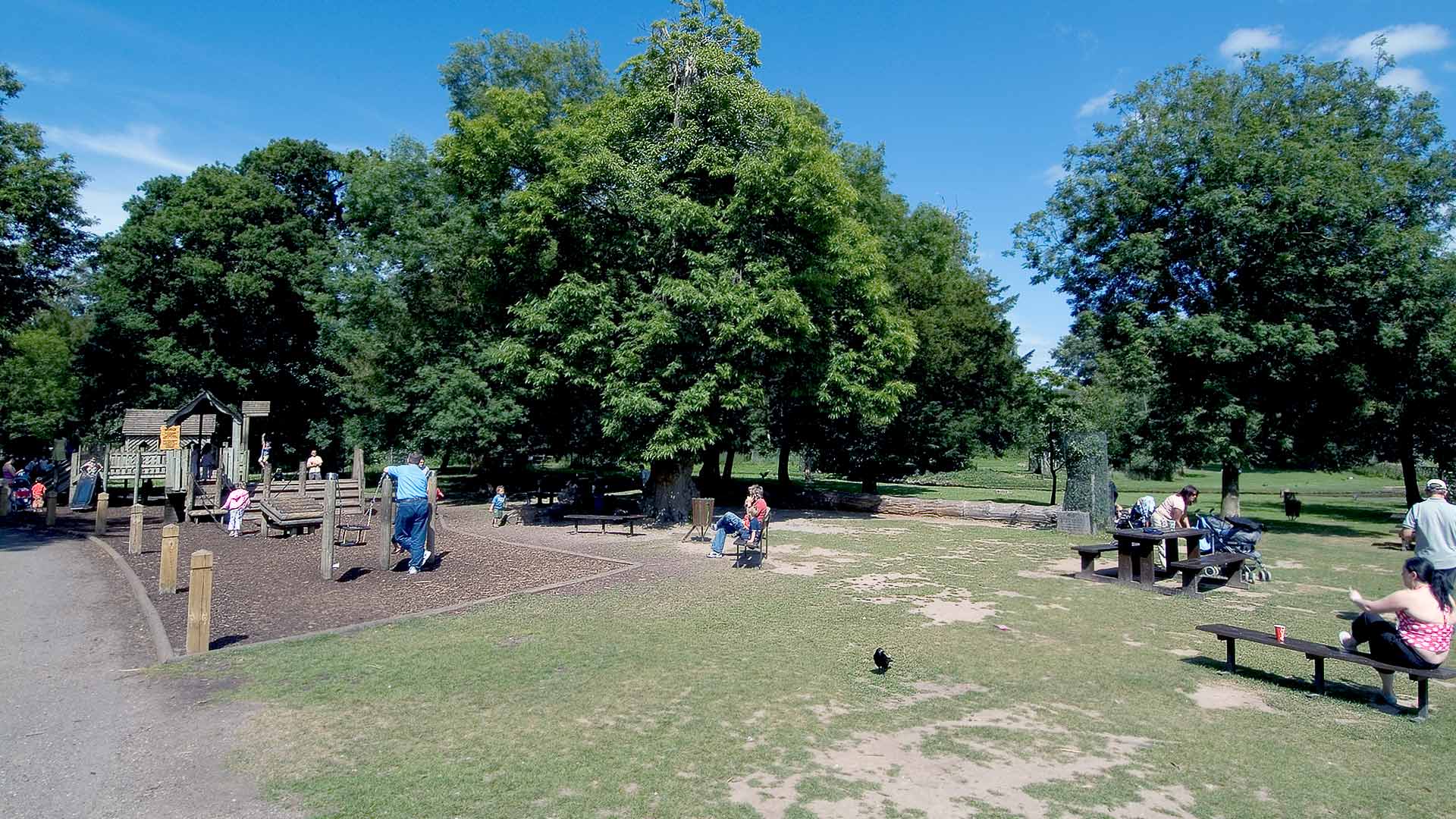 Families relaxing and children playing at Fota Island playground