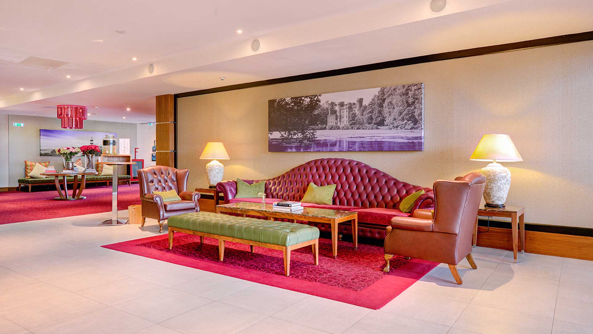 Grand sofa and seating area in the Cork International Hotel lobby