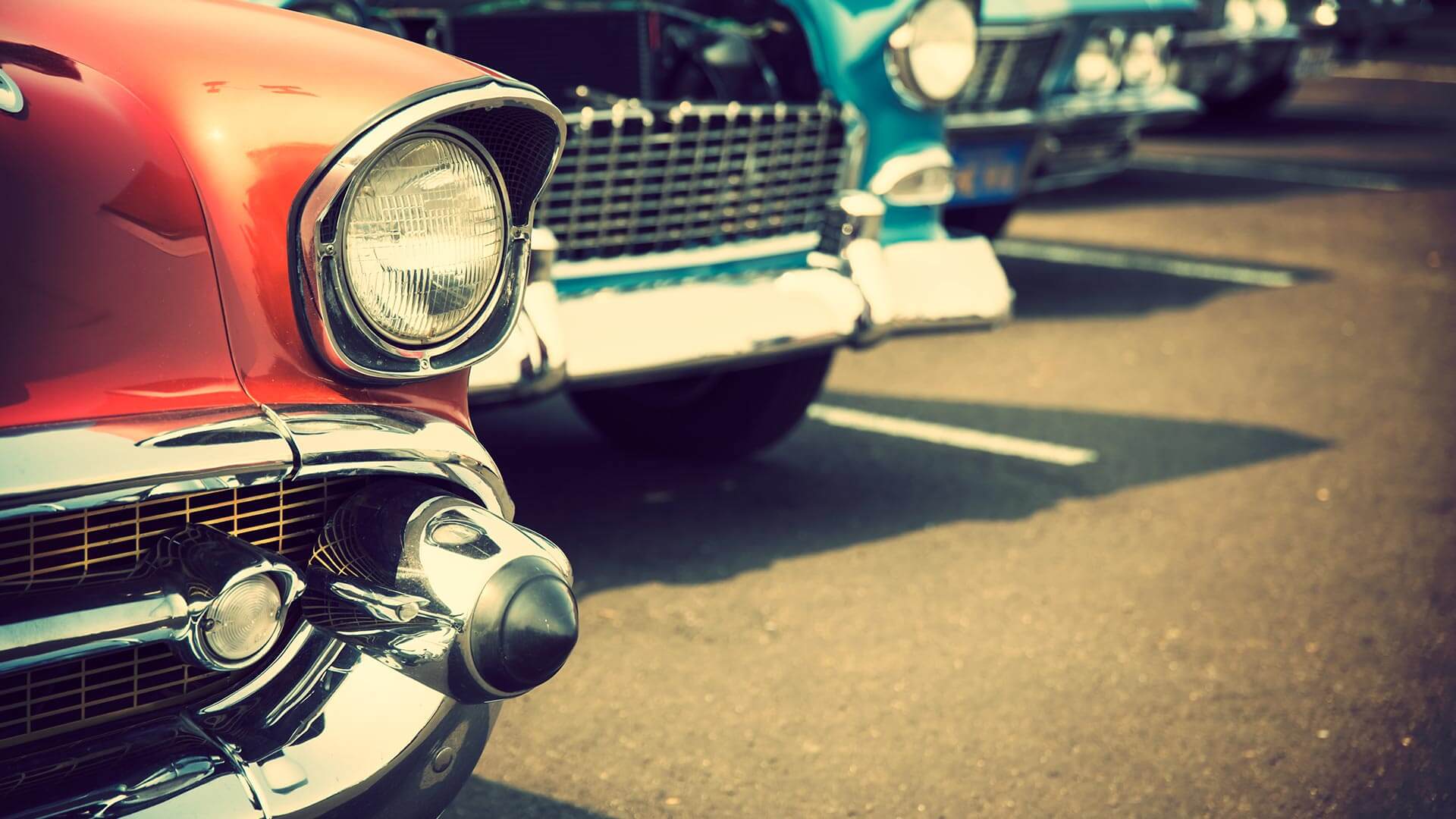 Close-up of vintage cars