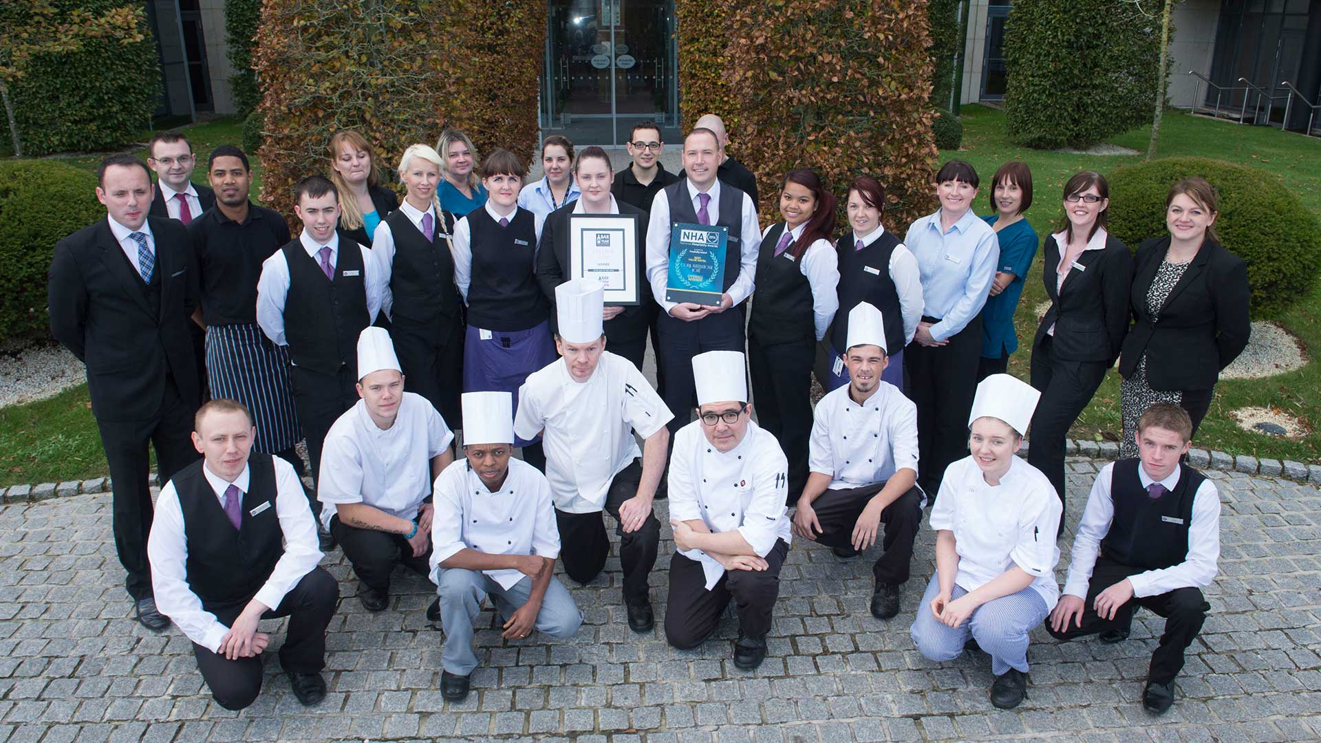 Staff at the Cork International Hotel display their Bar of the Year Award