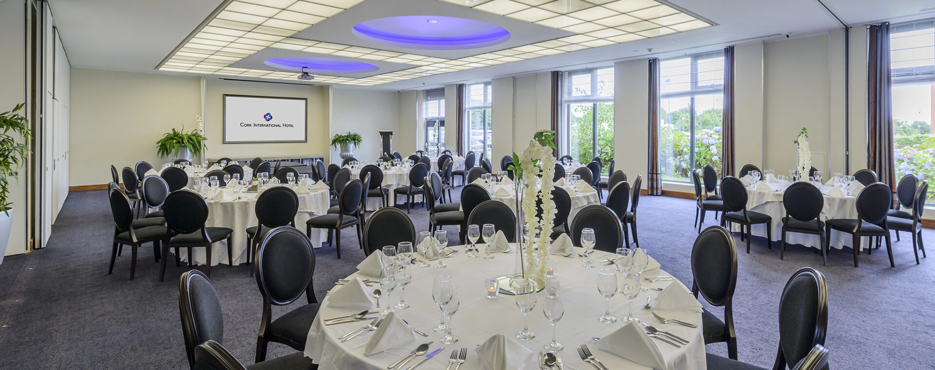 Ballroom Banqueting set up for gala dinner Cork International hotel