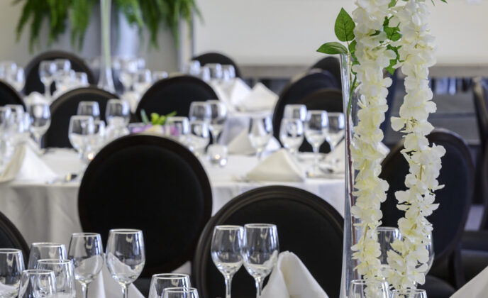 Ballroom Lilly vases Banquet Style Daylight Portrait